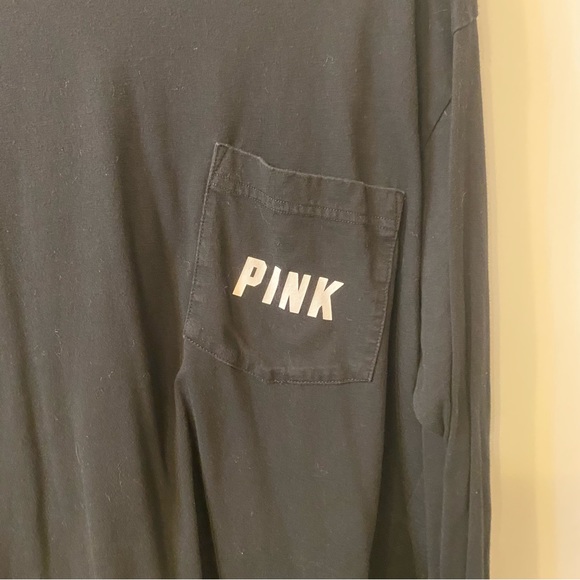 Victorias Secret PINK Longsleeve Rainbow Ombré Sequined logo Campus Tee - Picture 5 of 5